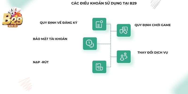 Điều khoản sử dụng B29 được thiết lập rõ ràng với từng nội dung cụ thể
